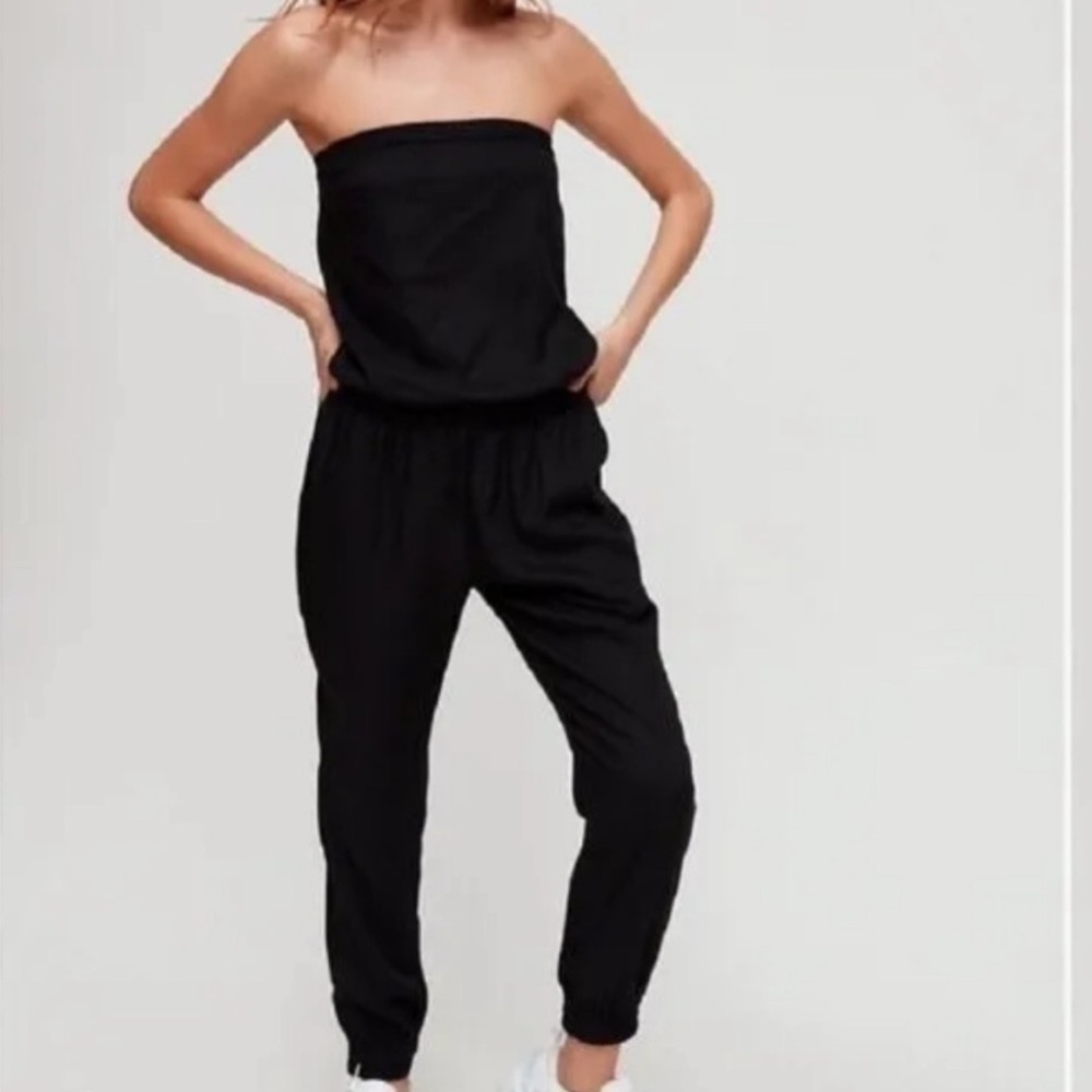 Sunday Best Khaki Tabata Strapless Jumpsuit with Pockets. Size M